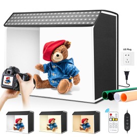 Photo Studio Light Box with Remote Control, Takerers 24"x16" Portable Professional 3000-6500k Dimmable Shooting Tent Kit with 672 LED & 4 Color Backdrops for Product Photography