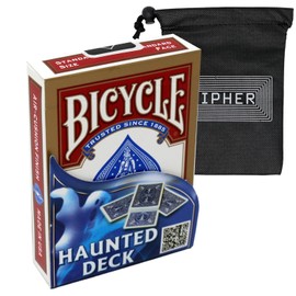 Bicycle Haunted Deck Magic Trick Deck - Easy Beginner Card Magic Trick - Includes Cipher Playing Cards Bag (Blue)