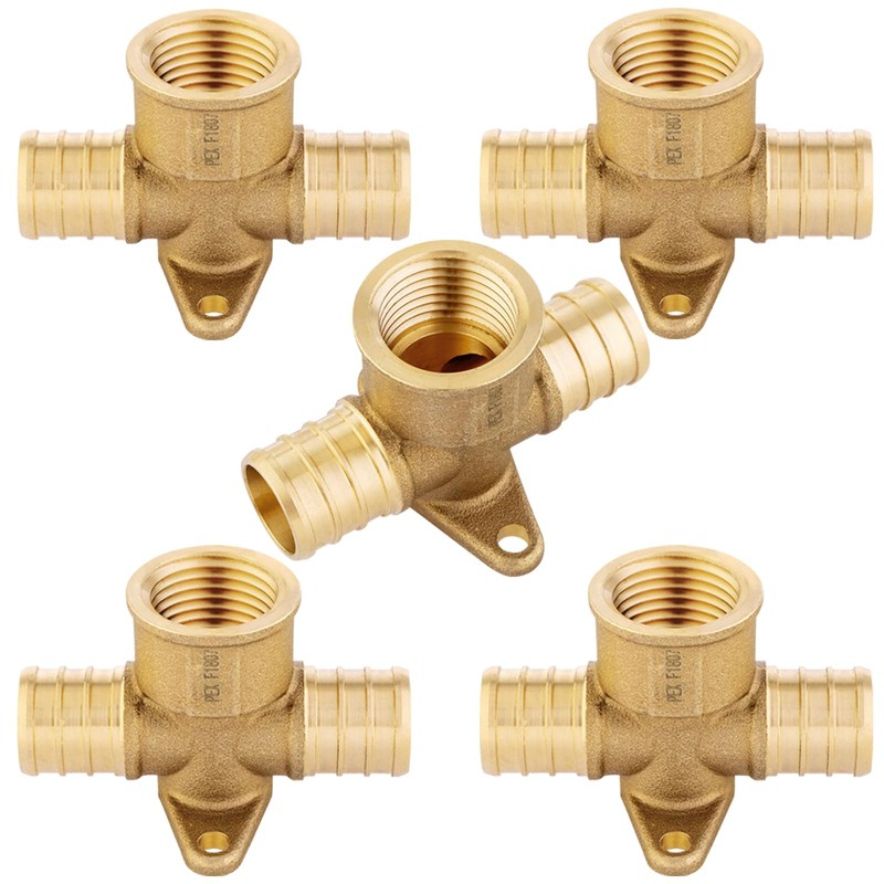 5-Pack HeSun Pex-b Fittings, 3/4" PEX x 3/4" PEX x