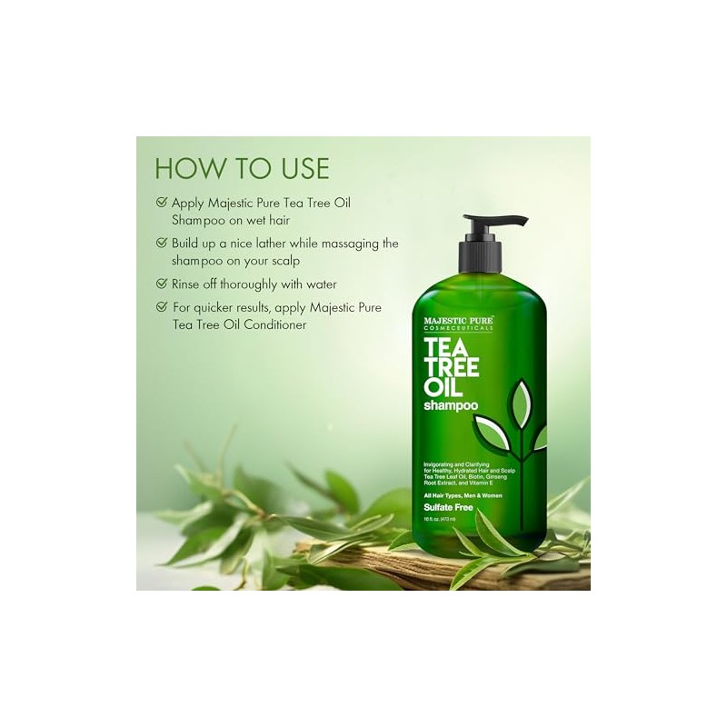 Majestic Pure Tea Tree Oil Hair Shampoo - 16flOz