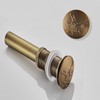 Engraved Antique Brass Pop Up Bathroom Sink Drain Strainer Stopper