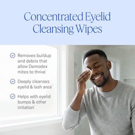 Cliradex Natural Eyelid, Eyelash, and Facial Cleansing Towelettes, Box of 24