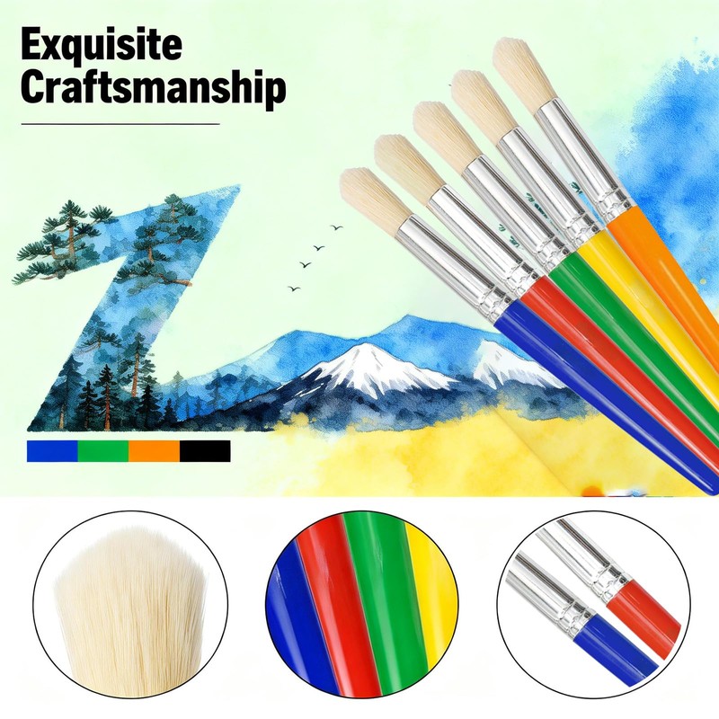 Icetop Large Paint Brushes, 20 Round Flat Toddler Paint Brushes