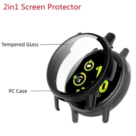 MEMELOKA Case for Garmin Vivoactive 5 with Screen Protector, Pack of 2 Ultra Thin Scratch-Resistant Hard PC Protective Case and High Sensitivity Screen Protector (Black + Transparent)