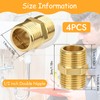 Pack of 4 Double Nipples 1/2 Inch, Brass Male Thread