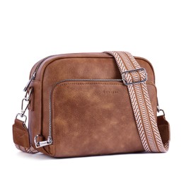 Lexiyat Crossbody Purses for Women Vegan Leather Travel Anti Theft Bags Guitar Strap Shoulder Purse with Built in Wallet