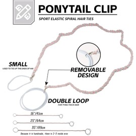 2 or 3 PCS 25" Hair Ties for Women,Sport Elastic Spiral Hair Ties No Damage for Women Long Thick Hair,Wrap Braided Slip Ponytail Holders Elastic Hair Tie for Gym Swimming Sport (Black Camel 35")