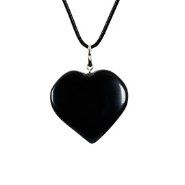 Obsidian - Crystals and Stones - Black Obsidian - Obsidian Crystal - Crystal Puffy Heart Pendant Necklace - Heart Pendant - Black Necklace - Healing Crystals - Birthday Gifts - Obsidian Necklace