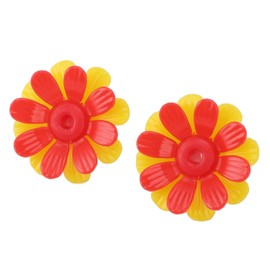 Feeding Ports Replacement Parts, High Durability Easy To Bright Colors Feeders Replacement Flowers for Outdoors (Yellow + Red (with Red Core))