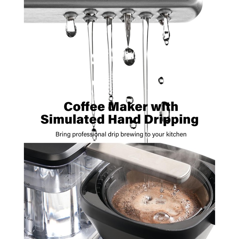 SHARDOR 8-Cup Drip Coffee Maker with Reusable Filter and Glass