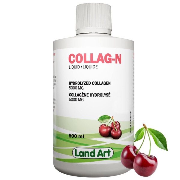 Liquid Collagen Supplement – Joint & Beauty Care Formula – Fast Action and Anti-Wrinkle – With Hydrolyzed Collagen & Vitamin C - Natural Cherry Flavor - 500ml – Non-GMO – Gluten Free – Sugar Free - Made in Canada