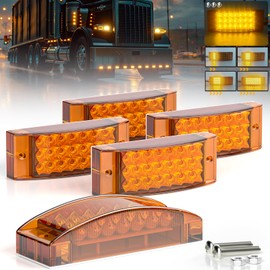 BJZ Trailer Marker LED Lights Amber 21LED Side Marker Clearance Turn Signal Indicator Lights 5.8'' 12V Rectangular Flash Strobe Flow Light Waterproof for Trailer Truck Van Pickup ATV UTV RV, 5Pcs