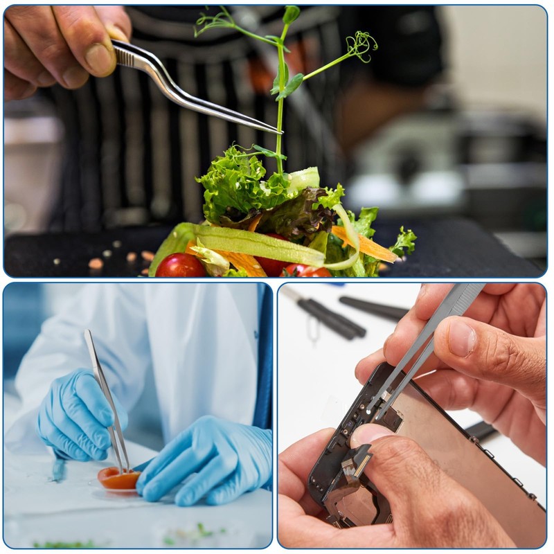 Professional Cooking Tweezersrs, 3 Piece Set Stainless Steel Precision Cooking