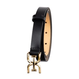 Sam Edelman Women's Double-E Logo Sliding Loop Belt, Black, Large