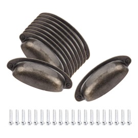 Cup Pull Handles, Yetaha 10Pcs Vintage Shell Cup Handles Semicircle Knobs Pull Handle Ear-Like Zinc Alloy Cabinet Drawers Door Semicircle Pulls 108*40mm Antique Bronze