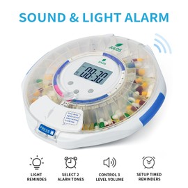 JULOS Bluetooth Automatic Pill Dispenser with Sound/Light/App Alerts for Seniors, Locked 28-Day Medication Organizer, up to 9 Alarms/Day, Pill Dispenser for Vitamins & Supplements & More, Clear Lid