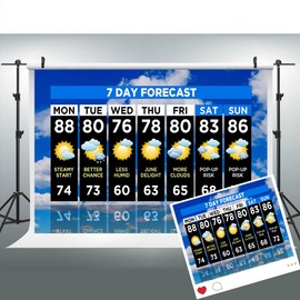 Weather News Broadcast Backdrop 7x5ft 7-Day Forecast Studio TV Backdrop News Room Broadcasting Program Record Report Party Photo Portrait BJMYLU1201