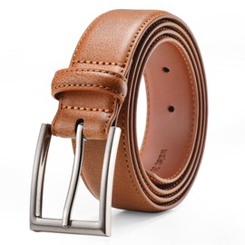 LCG LUCHENGYI Mens Genuine Leather Dress Belt Classic Casual Belt with Single Prong Buckle for Jeans Pants Work and Business