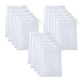 YZROHYI Pack of 15 Nylon Filter Bags, 20 x 30 cm, Nut Milk Bag, Straining Cloth Reusable, Strainer Bag with Drawstring, Filter Net, Press Cloth for Fruit Press, Nut Milk Bag, Juicer Cloth, Filter Bag