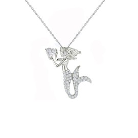 MYANAIL Mermaid Luminous Pendant Necklace for Women Jewelry Crystal Mermaid Necklace Gold Mermaid Clavicle Necklace, Zinc, No Gemstone