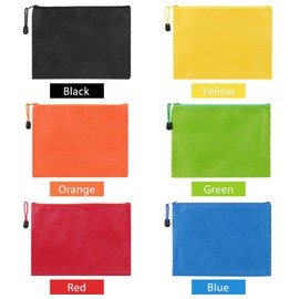 Pack of 12 Document Wallets A5 Waterproof A5 Zip Briefcases, Zip Pocket A5, File Pockets with Zip Document Folder A5 for Office Supplies Cosmetics