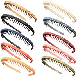 Meekest 10 Pack Thin Headbands for Women Head Bands for Women's Hair Braided Hairband Non slip Headband with Teeth Twisted Hair Accessories