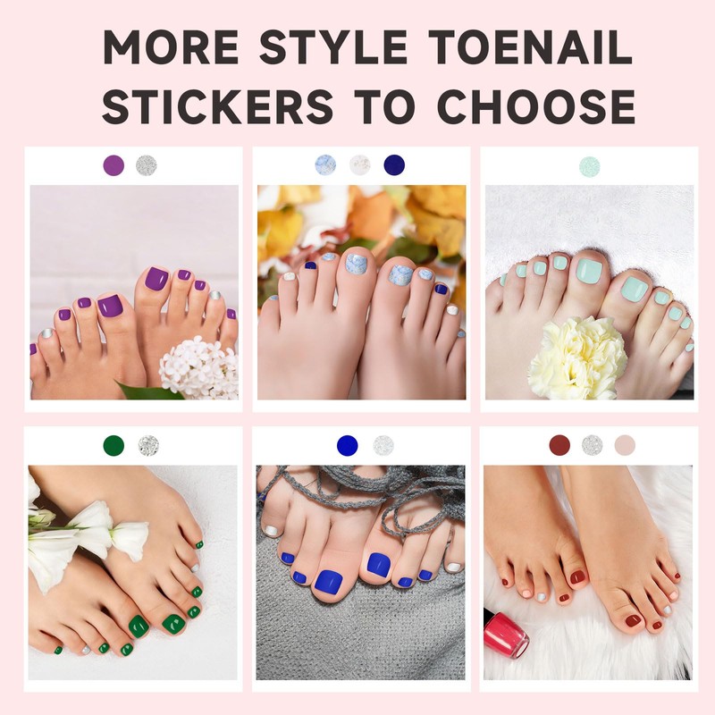 DUKASOU Semi Cured Gel Toe Nail Strips,26 Pcs Toes Nail