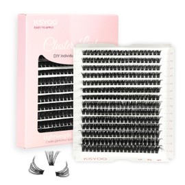 KSYOO 280pcs Cluster Lashes,Eyelash Clusters, 9-16mm Mixed Lengths Lash Clusters for DIY Eyelash Extension (80D-MIX Size)