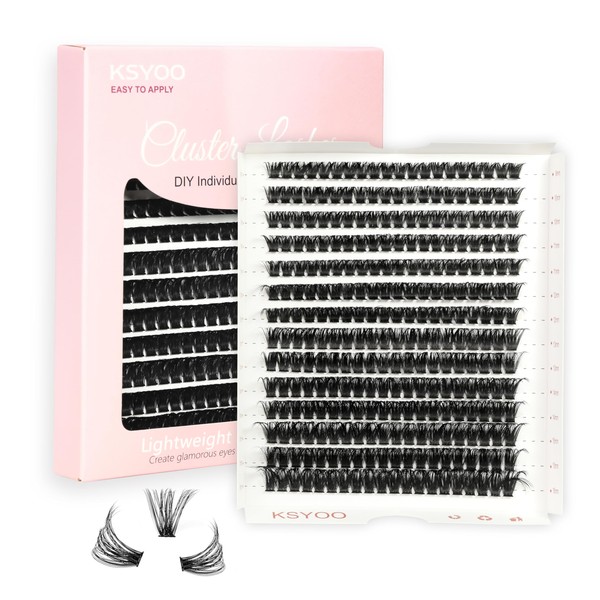 KSYOO 280pcs Cluster Lashes,Eyelash Clusters, 9-16mm Mixed Lengths Lash Clusters