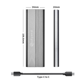 Skyerd M.2 NVMe PCIe 128 GB Aluminum Portable External SSD (SSD Included),USB3.1 Gen2（USB-C 10Gbps Up to 1050MB/s）, Adapter for Desktops, Laptops, Mac and More, Gray