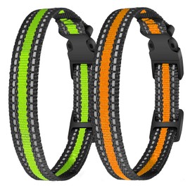 aikko 2 Packs Dog Collars Strap for Most of Electronic Training Shock Bark Collar Receivers-Adjustable Durable Reflective Waterproof 3/4 Inch Collar Replacement for Barking Fence-Pet Nylon Collar