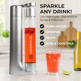 Fizzpod Sparkling Water Maker Soda Maker Infused Fruits Soda Maker Machine for Carbonating with 1L Carbonating Bottle, Seltzer Fizzy Water Maker, Includes 3 x 1l Carbonating Bottle Compatible with 60L CO2 Carbonator