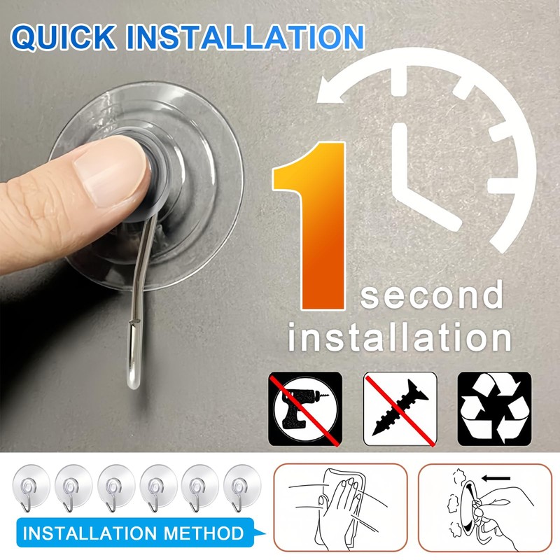 Yuqilin Suction Cup Hooks, 24 Pieces Suction Hooks, Extra Strong