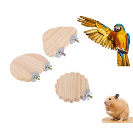 Pack of 3 Natural Perches for Birds, Wood, Bird Platform, Wooden Stand Platform for Pets, Bird Accessories, Wood, Perches for Parrots, Budgies, Cockatiels, Hamsters, 8 x 8 cm