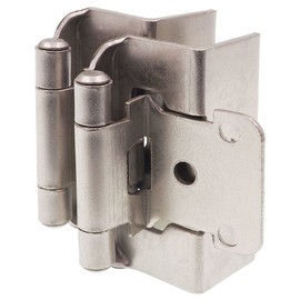 DecoBasics 1/2" Overlay Full Wrap Cabinet Hinges for Kitchen (25 Pair /50 Pcs) -Satin Brushed Nickel Around Self Closing