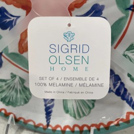 Sigrid Olsen Set 4 SEASHELLS & STARFISH 11" Dinner Plates Beach Ocean Coastal Sigrid Olsen