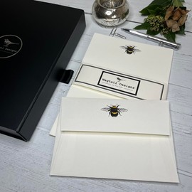 Wagtail Designs Writing Paper Gift Set with a Bumble Bee Illustration in a Lovely Black Box with Ribbon (18)