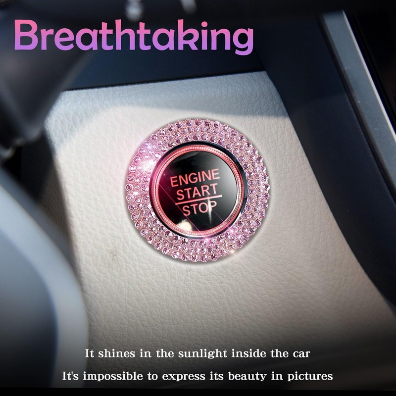 Blinglife Car Engine Start Stop Button Cover, Shiny Crystal Rhinestone