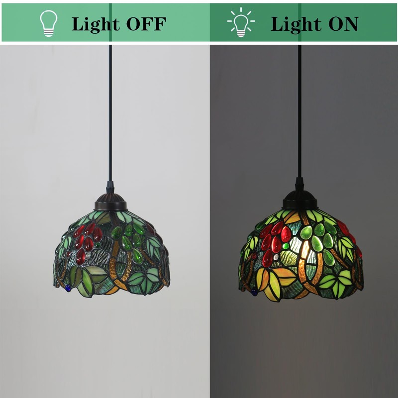 UYYTBPA Pendant Lights, Tiffany Grape Style Stained Glass Hanging lamp,
