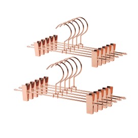 Better to U Stackable Shiny Copper/Gold Metal Pants Hanger, Rose Gold Skirt Trousers Hanger Add-on Hook, Space-Saving Hanger with Non-Slip Adjustable Clips for Jeans Slacks Boutique (20, Copper)