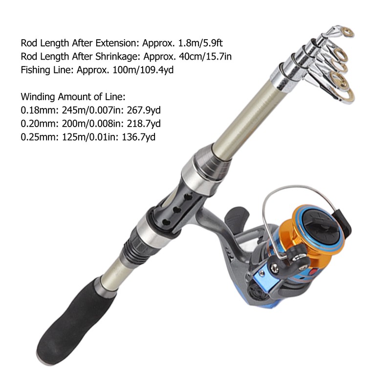Fishing Pole Kit Carbon Telescopic Portable Durable Lure Rod Set