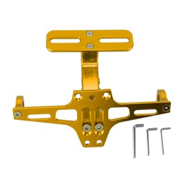 Motorcycle License Plate Bracket CNC Aluminium Alloy Universal Adjustable Motorcycle License Plate Holder Gold