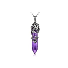 Stocking Stuffers Holiday Outfits for Women 2024 Amethyst Necklace Rose Wrapped Spiritual Healing Crystal Necklace Amethyst Necklace Jewelry for Women