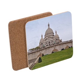 Cork Coaster - Basil Sacre Coeur Paris Monument Architecture Church France - 1 Piece (95x95mm)