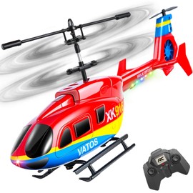 VATOS RC Helicopter for Children from 10 Years 2.4 GHz Remote Controlled Helicopter with Gyro & LED Light, One Button Start/Landing, 3.5 Channel Fixed Height Flight Toy for Children/Adult/Beginners