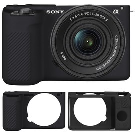 Supmay Camera Case for Sony Alpha ZVE10 II Camera, Digital Camera Soft Silicone Protective Bag, Silicone Cover Rubber Soft Camera Case, Black