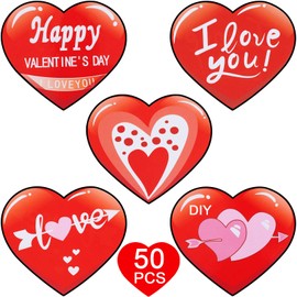 Zonon 50 Pieces Valentine Cutouts Red Heart Cutouts with Glue Point Dots for Bulletin Board Classroom Wall Decoration School Happy Valentine Wedding Anniversary Party Supplies