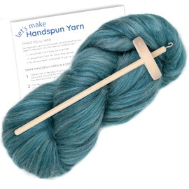 Learn to Spin - Beginner's Spinning Kit with Drop Spindle and Merino/Silk Blend Pencil Roving. Choose Your Color and Make Yarn! Color: Hydrangea