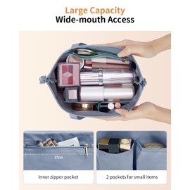 ECOHUB Travel Wash Bag for Women, Water-resistant Toiletry Bag with Wide-Open, Lightweight Makeup Cosmetic Organizer for Travel Accessories, Recycled Saving Organizer for Full-Sized Toiletries, Grey