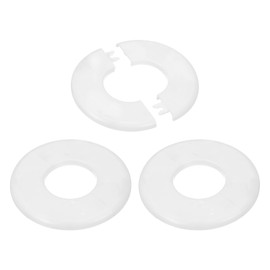 PATIKIL Wall Split Flange 1.73"/44mm, 3Pcs ABS Round Self-Adhesive Escutcheon Plate Cover Buckle for Water Pipe Faucet Decoration, White